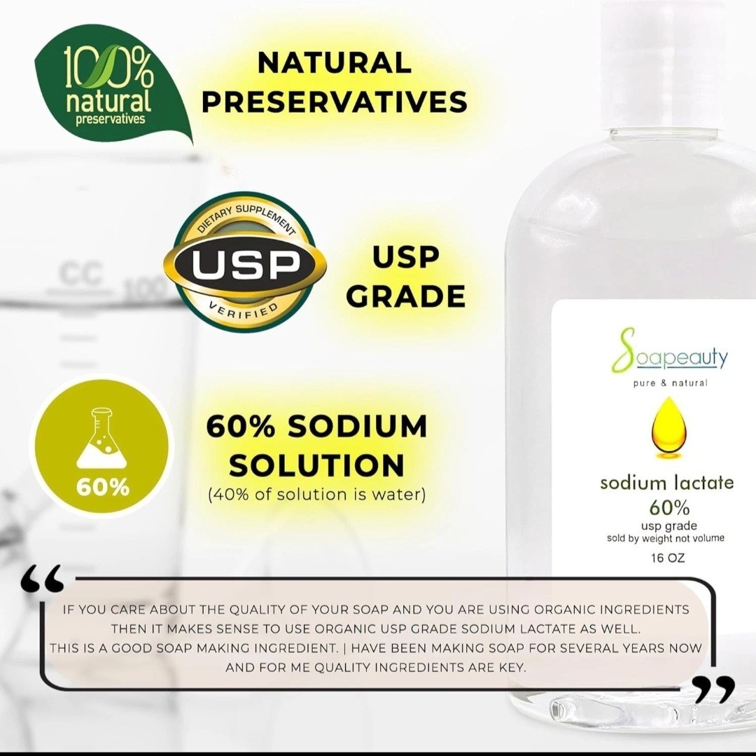 Natural Sodium Lactate 60% – Superior Moisturizer for Soaps & Lotions | 32 Fl Oz