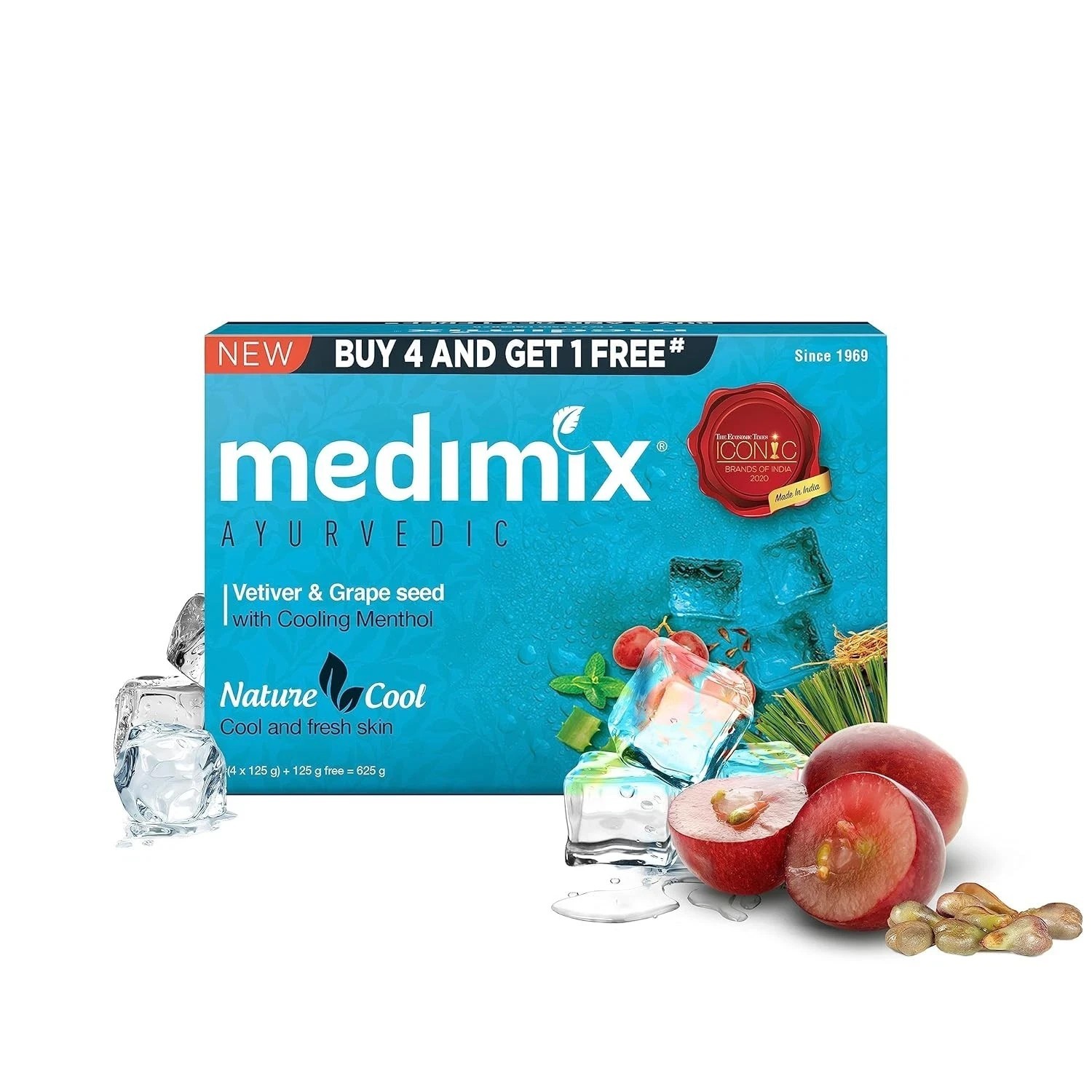 Medimix Ayurvedic Cool Bathing Soap Pack of 5x125g Each Packs For Unisex j186
