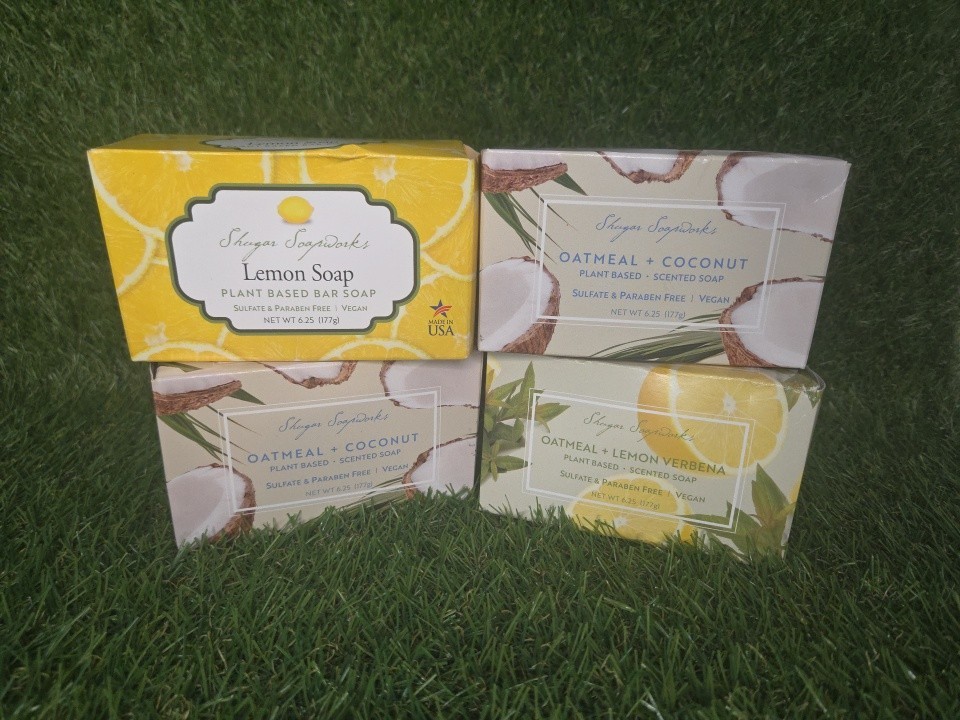 Lot of 4 Shugar Soapworks Oatmeal Coconut And Lemon Bars Sulfate & Paraben Free