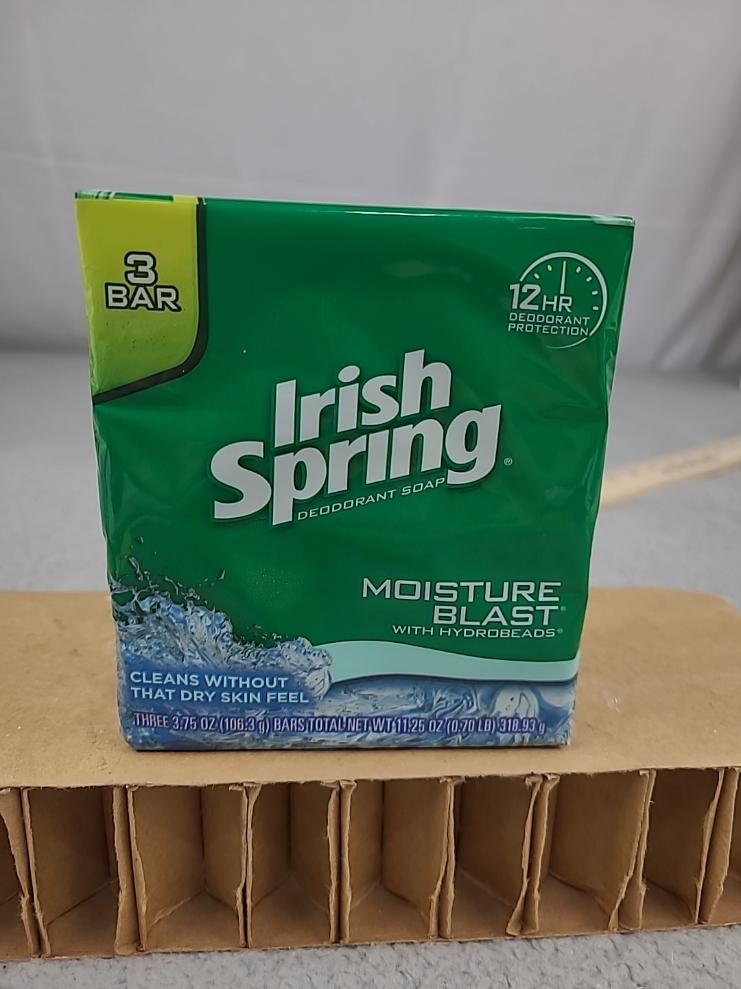 Irish Spring Bar Soap for Men, Moisture Blast No Flaxseed 3 Bars 3.75 Oz Each