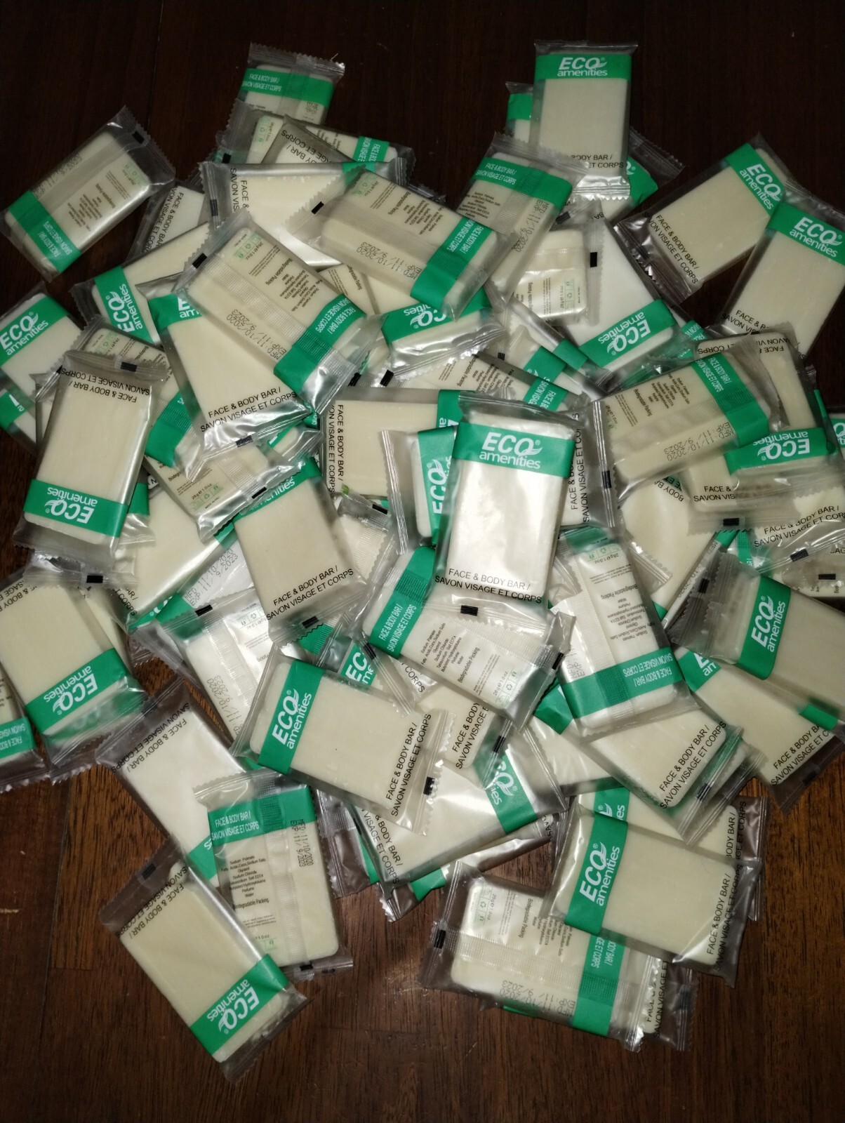 Eco Amenities Individually wrapped Size 28g / 1oz Face And Body Lot of 50 Bars