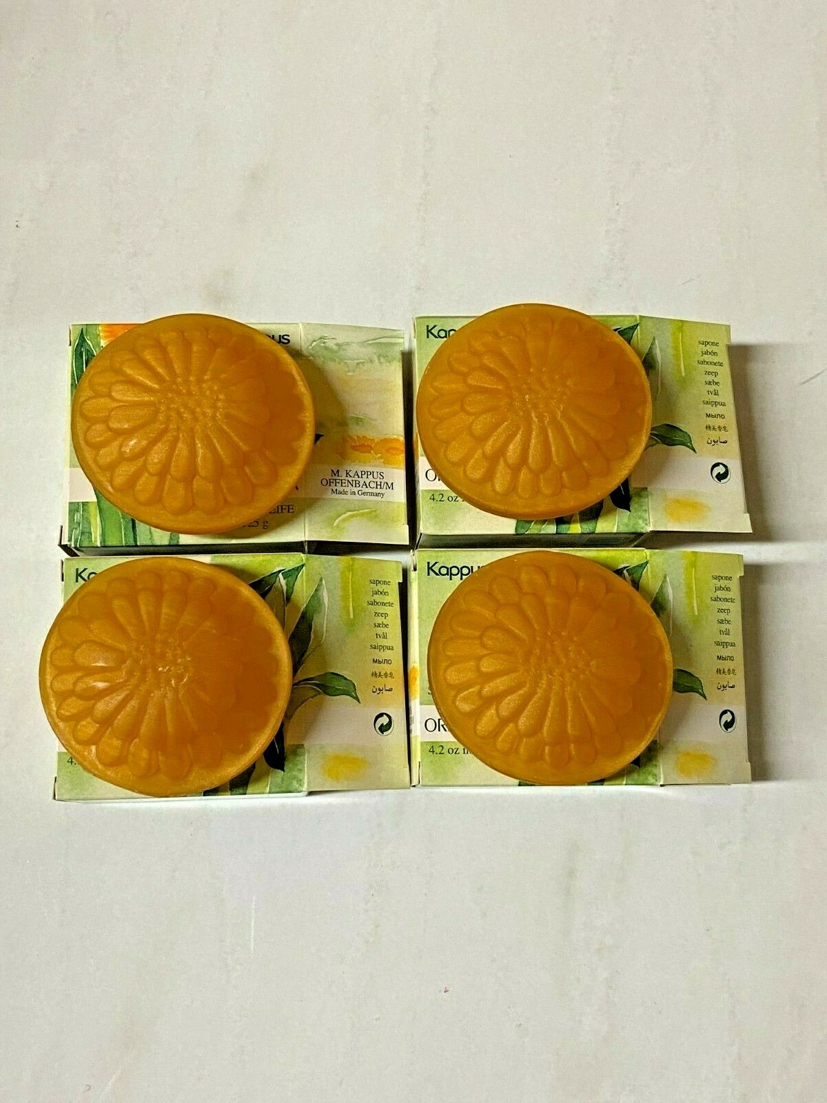 KAPPUS PERFUMED LUXURY SOAP 4 PACK MADE IN GERMANY 4.2 OZ ORNAGE CALENDULA