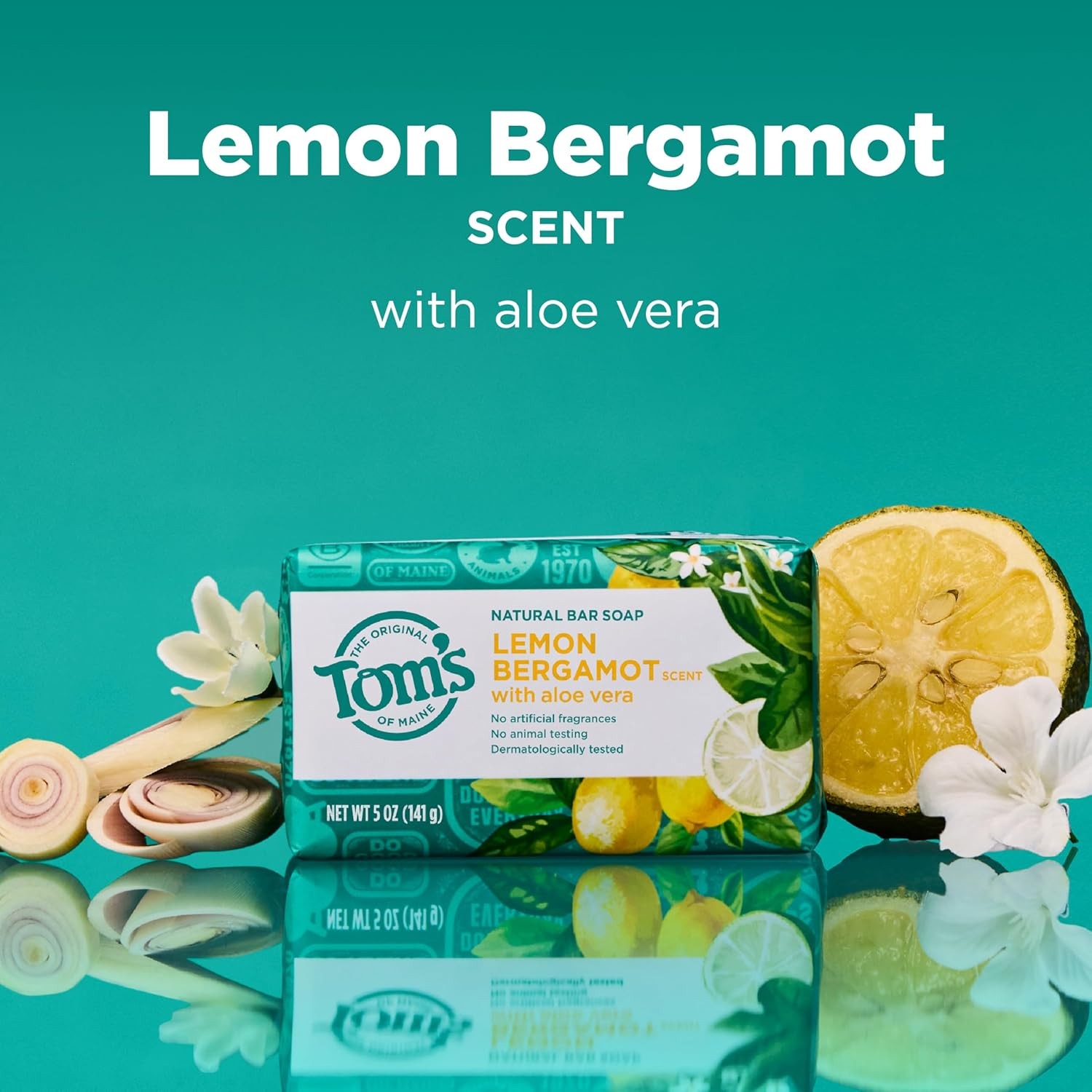 Tom’s of Maine Lemon Bergamot Natural Bar Soap with Aloe Vera, Dermatologically