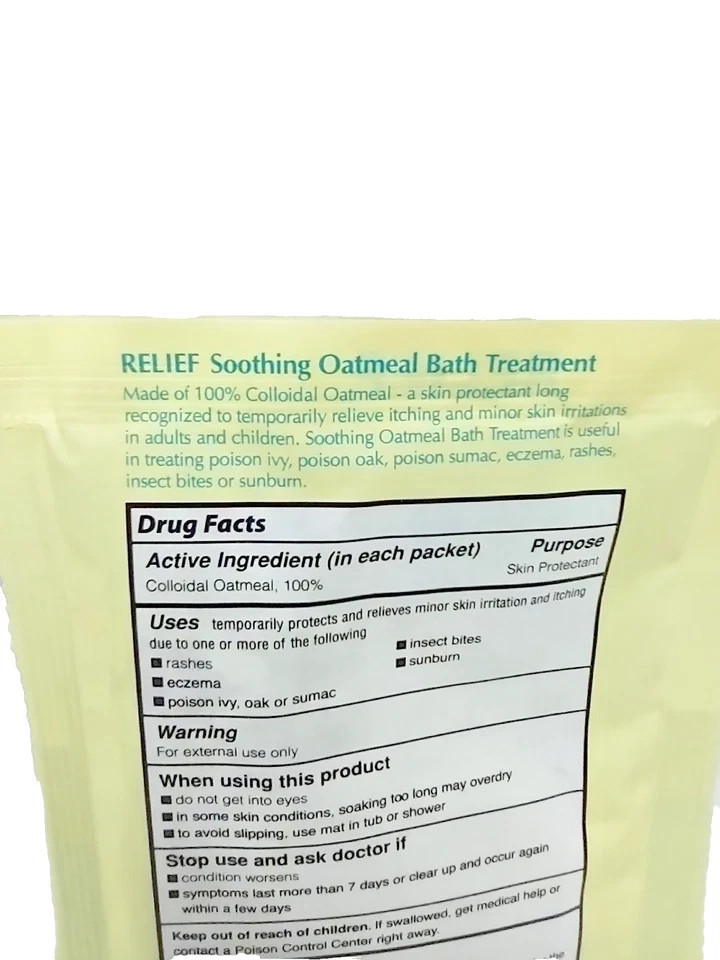 2 x RELIEF SOOTHING OATMEAL BATH TREATMENT Fragrance Free 1.5 oz each