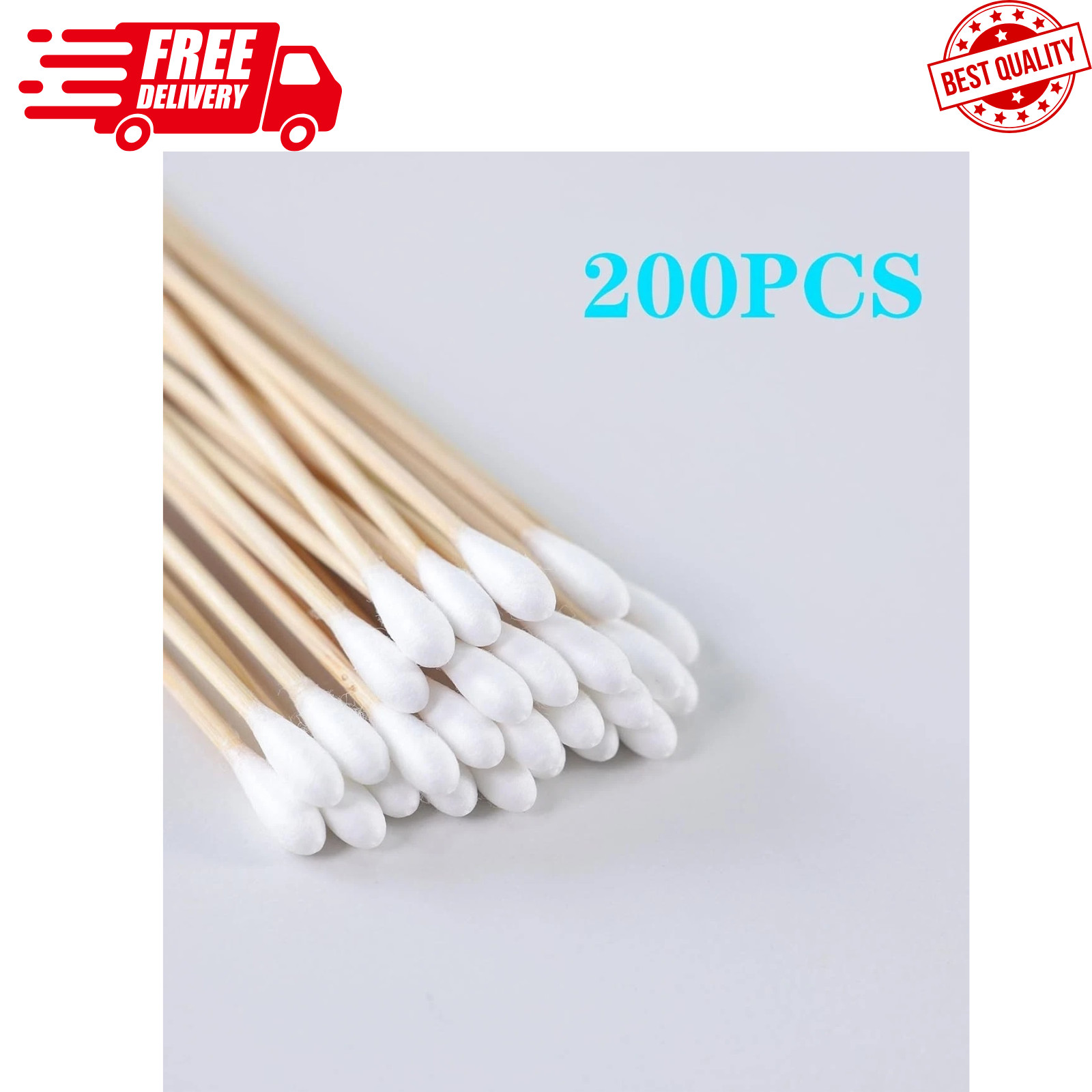 200 Count 6 Inch Long Cotton Swabs with Wooden Handles Cotton Tipped Applicat
