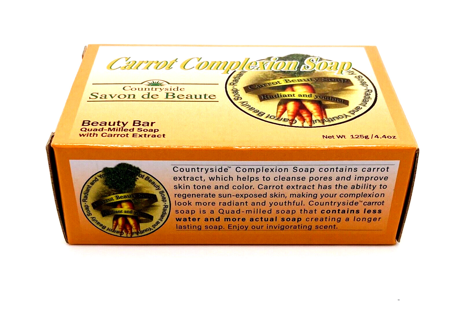 Countryside Carrot Complexion Soap 12 Pack Carrot Extract Beauty Bar 125g/4.4oz