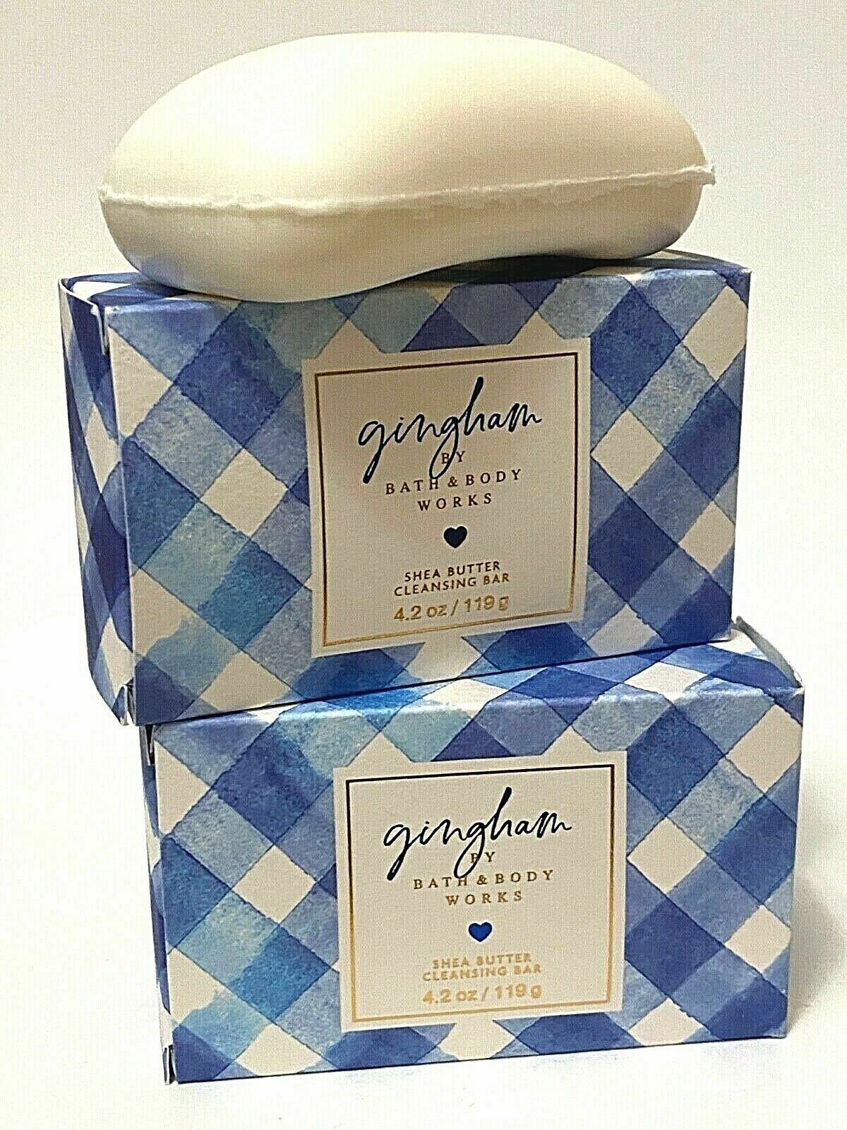 Bath & Body Works Gingham Shea Butter Cleansing Bar Soap 4.2 oz Set of 2