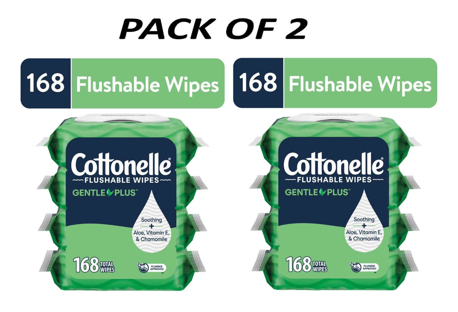 Cottonelle GentlePlus Flushable Wet Wipes, 4 Flip-Top Packs pack of 2