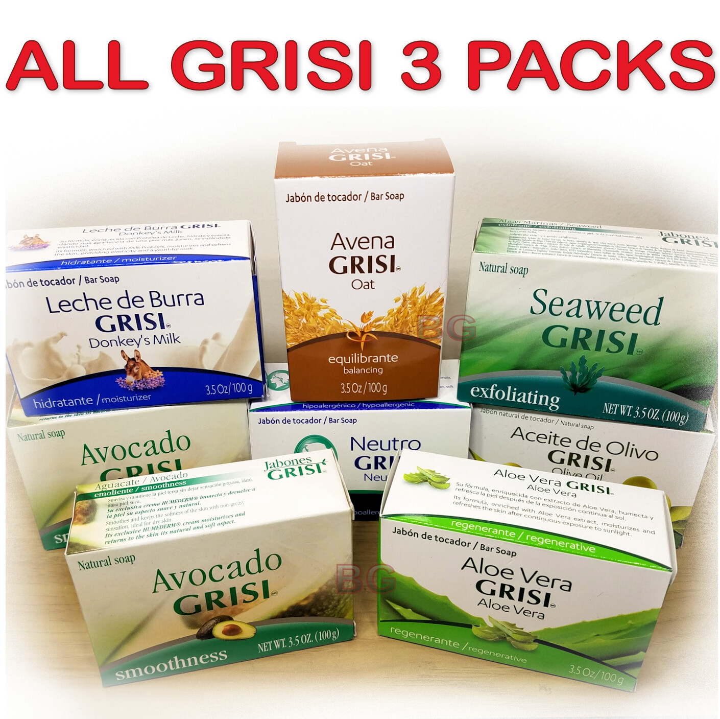Grisi Soap 3.5oz Bars 3 Packs. Body Care Bath Shower Hand Wash Cleaning Jabon