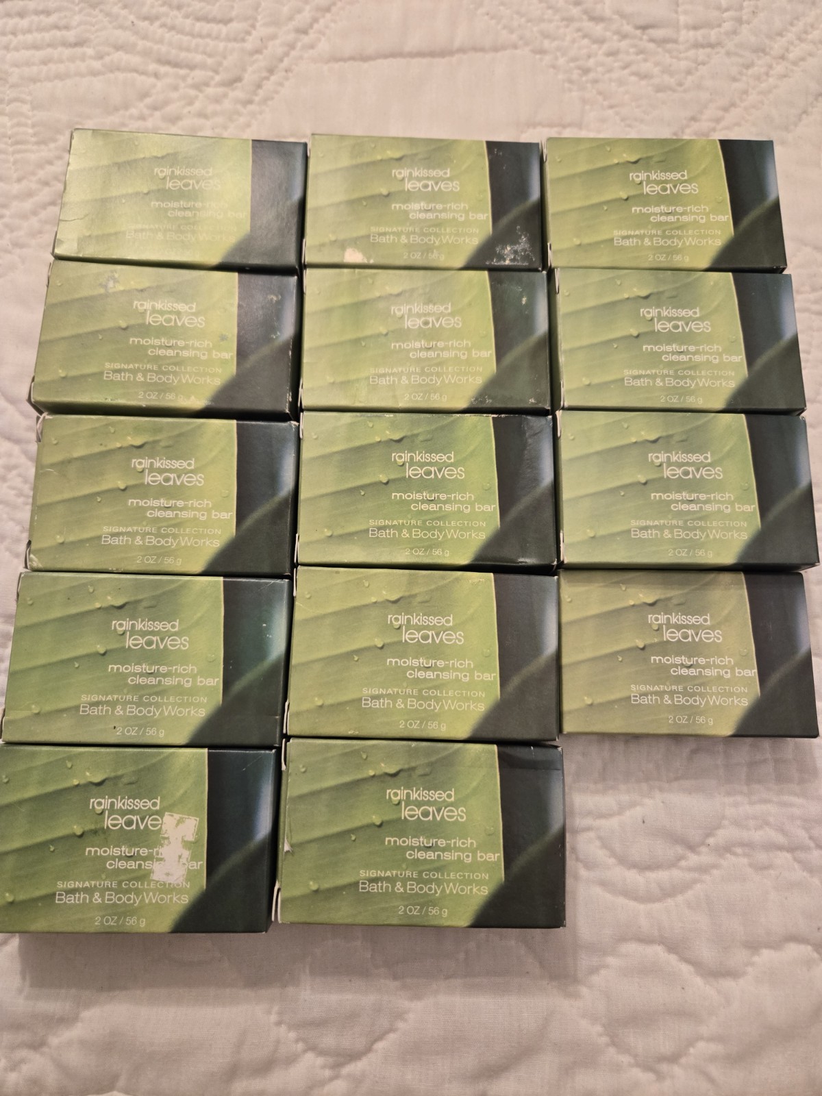 Bath and Body Works Travel Size Rainkissed Leaves Moisturizing Bar Soap 14 Bars