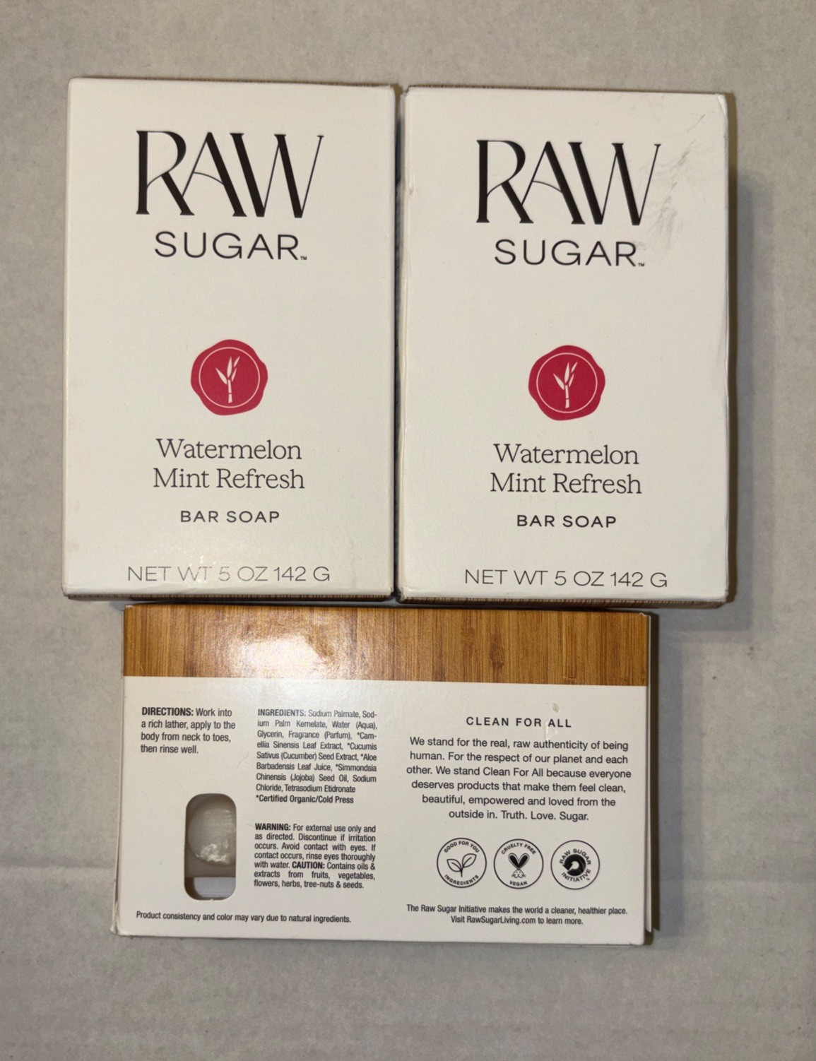 Raw Sugar 3 bar soaps – watermelon mint refresh,green tea + cucumber + aloe vera