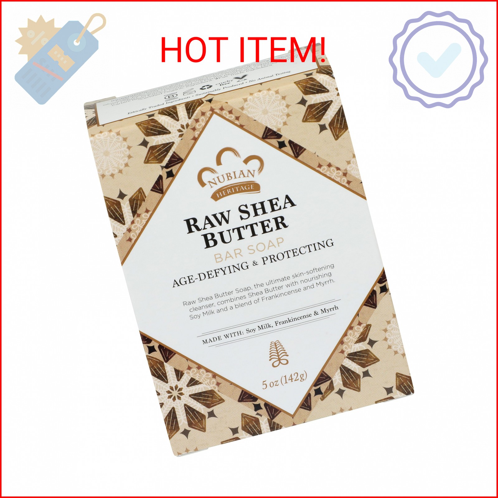 Bar Soap Raw Shea Butter 5 Oz By Nubian Heritage