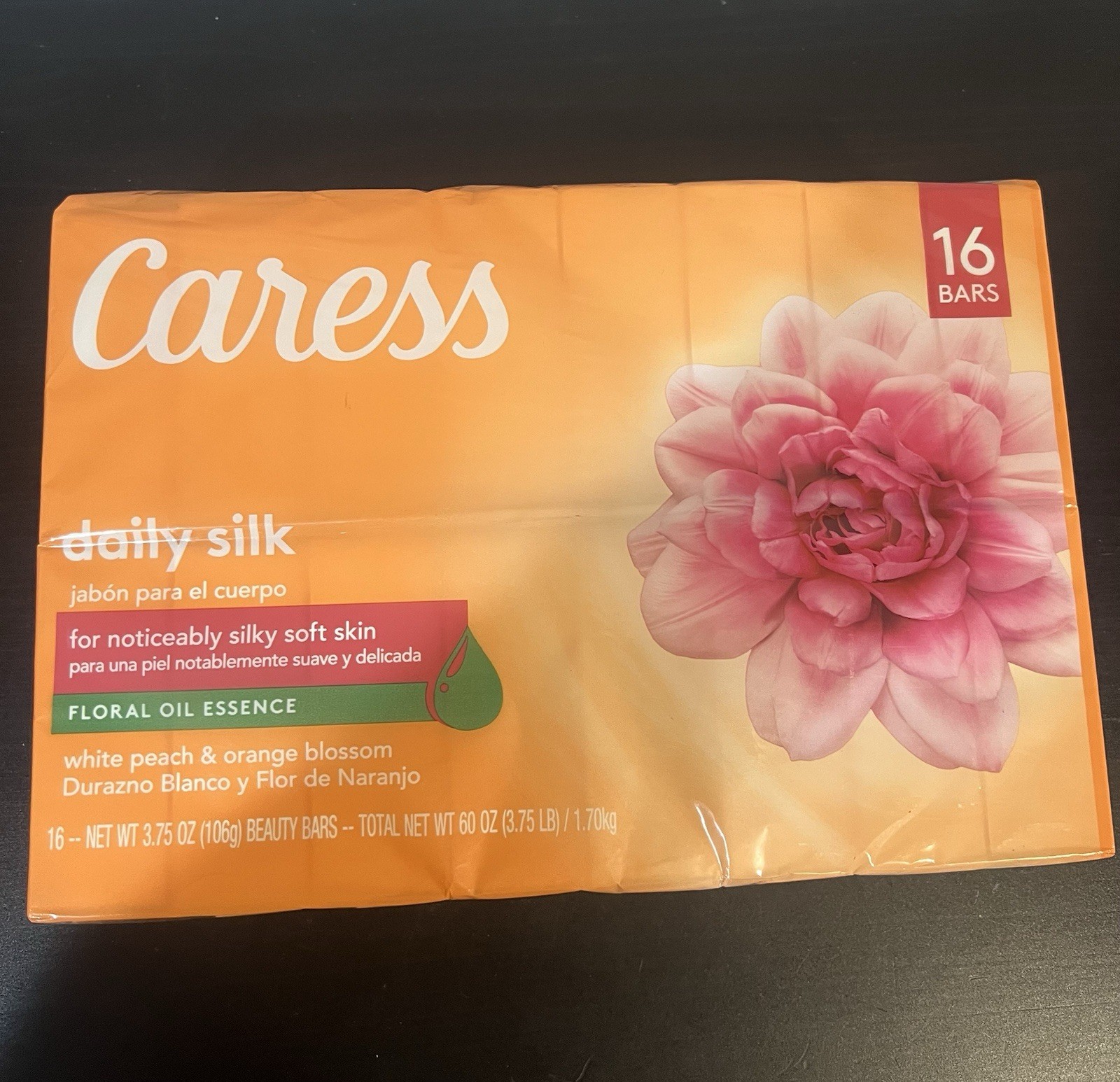 Caress Daily Silk White Peach & Orange Blossom 16 Bars New