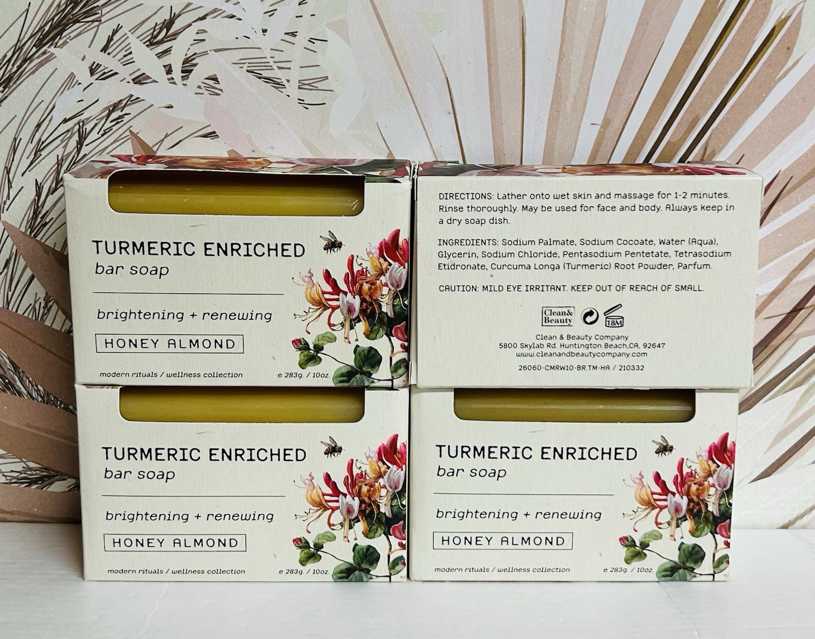 4-Pack Honey Almond Brightening Bar Soap with Turmeric 10 oz Each