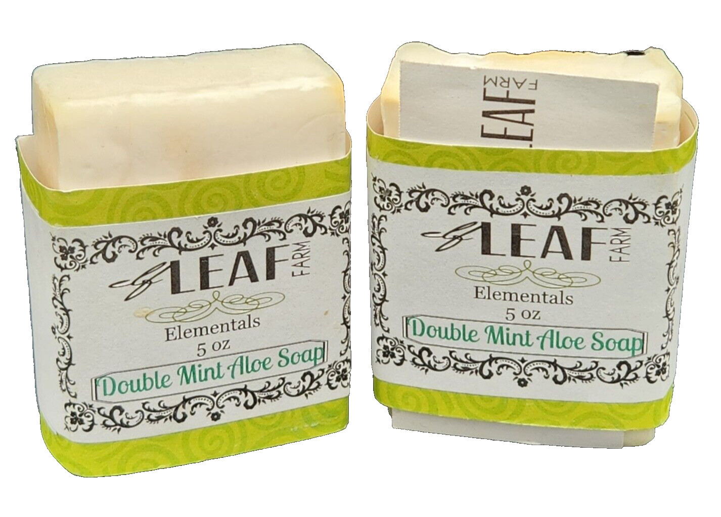 Natural Bath Soap – Handcrafted – Homemade Elf Leaf Farm Double Mint Aloe 2 Bars