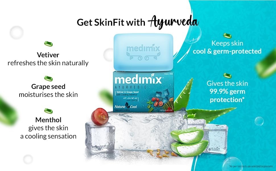 Medimix Nature Cool Herbal Soap 125g x 5 | Cooling Bar | Paraben & Sulphate Free