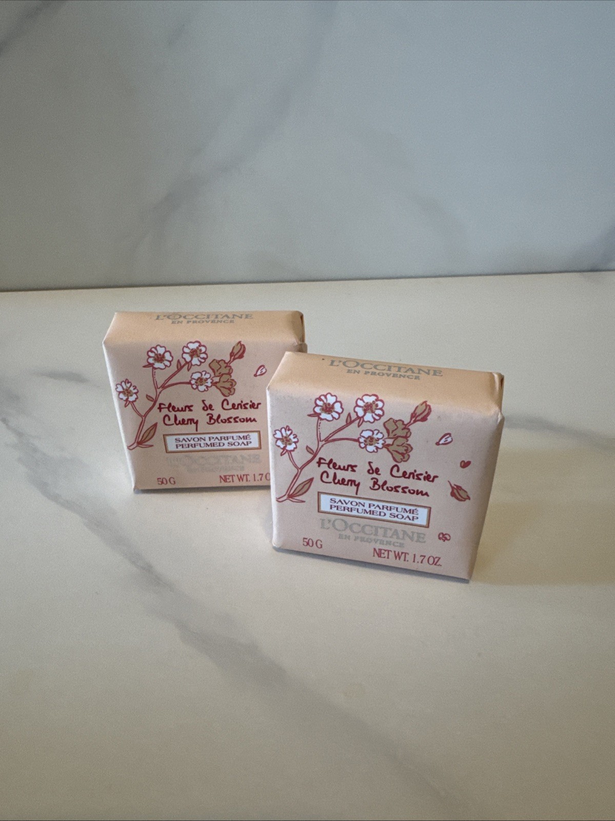 L’Occitane En Provence Perfumed Soap Cherry Blossom Lot Of 2. 50g./1.7oz. each.