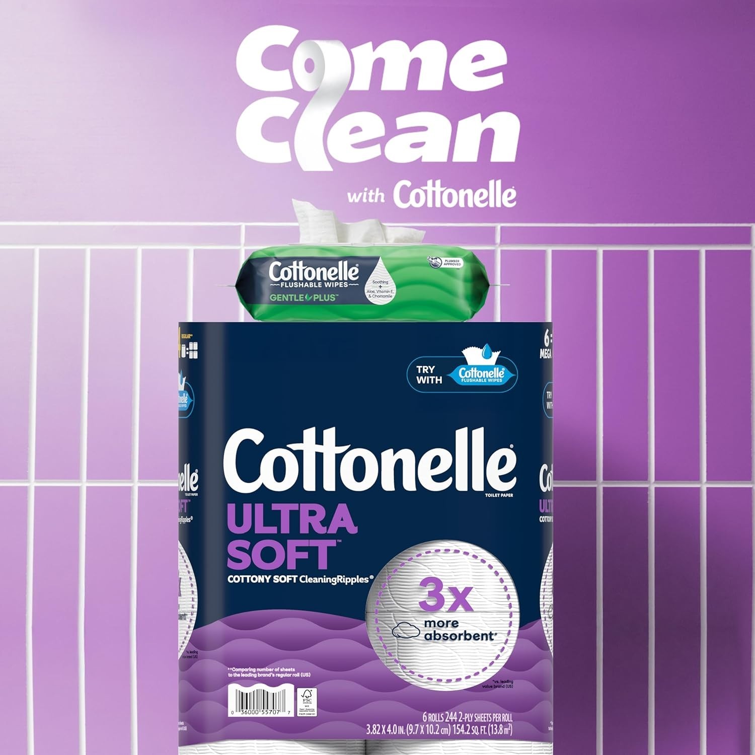 Cottonelle GentlePlus Flushable Wipes with Aloe & Vitamin E, 336 Count