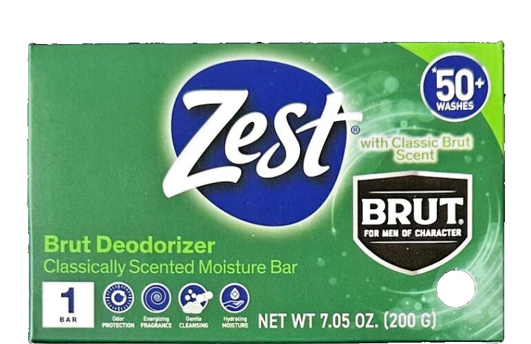 4x ZEST BRUT BARS DEODORIZER CLASSICALLY SCENTED MOISTURE SOAP BAR 50+ WASHES Ea