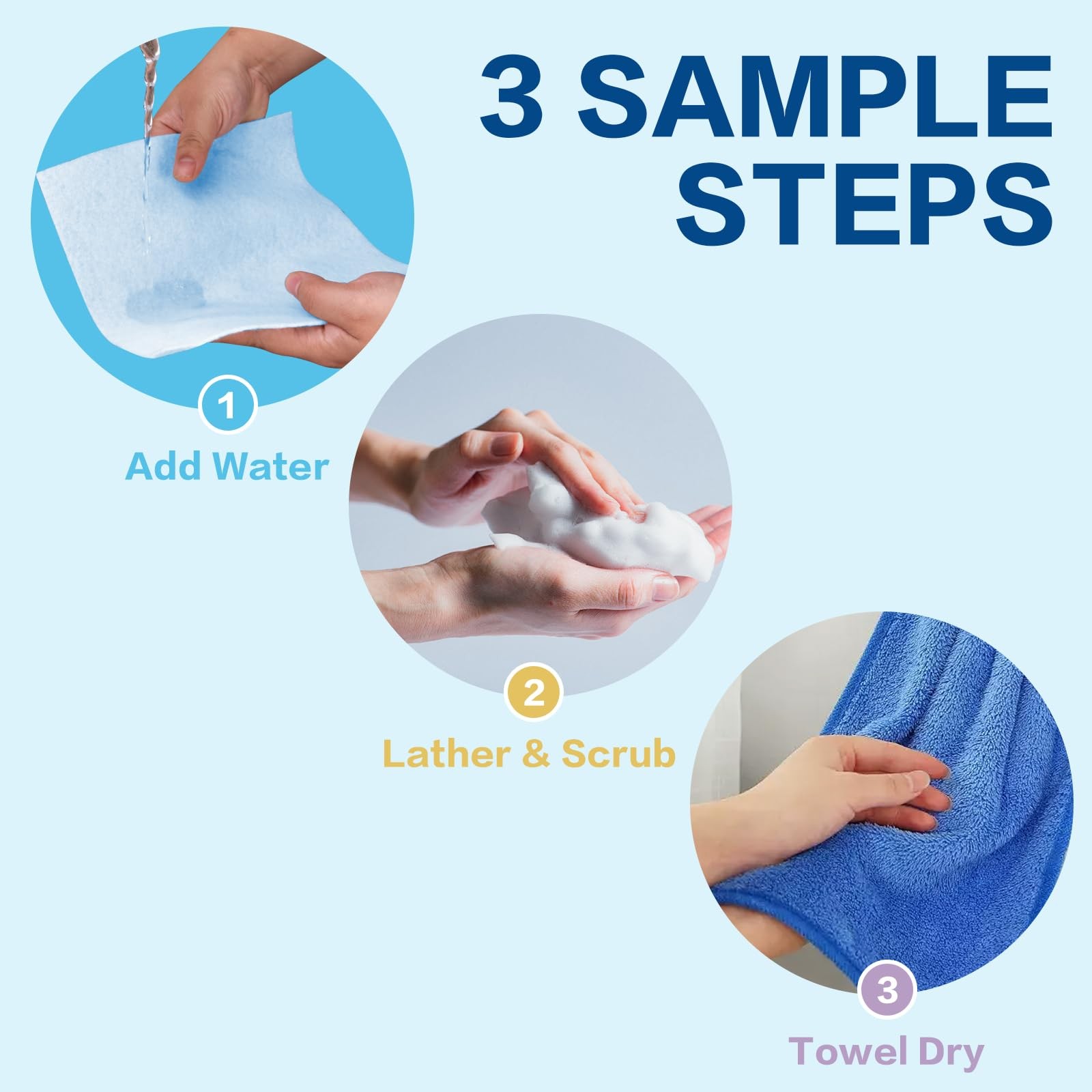 No Rinse Bathing Wipes for Adult Rinse Free Bath Sponges Soap Infused Dry Shower