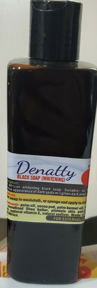 Liquid Raw African Black Soap WHITENING Organic Bath face/body wash 10oz