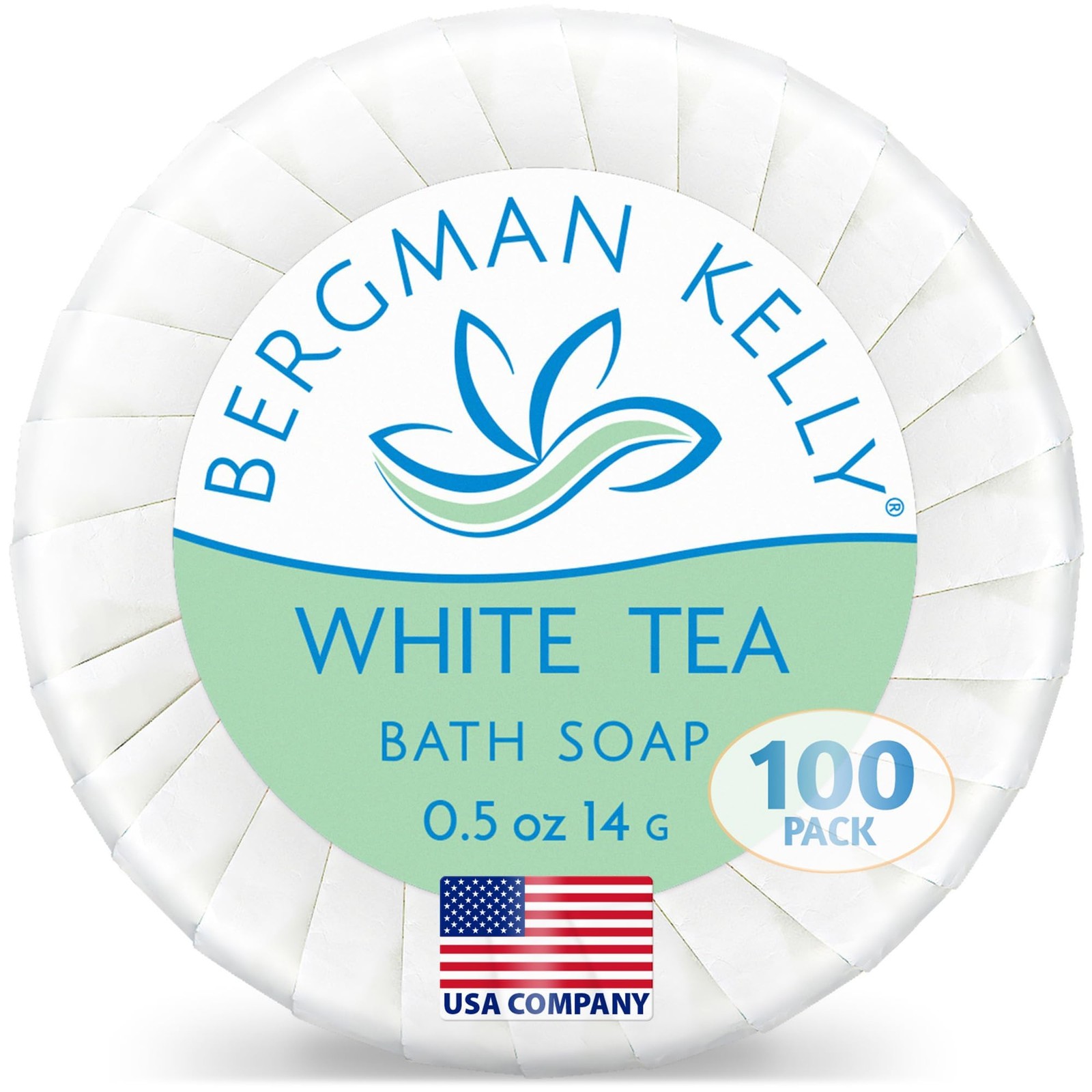 Luxury Travel Size Round Soap Bulk, White Tea, 0.5 oz, 100 PK