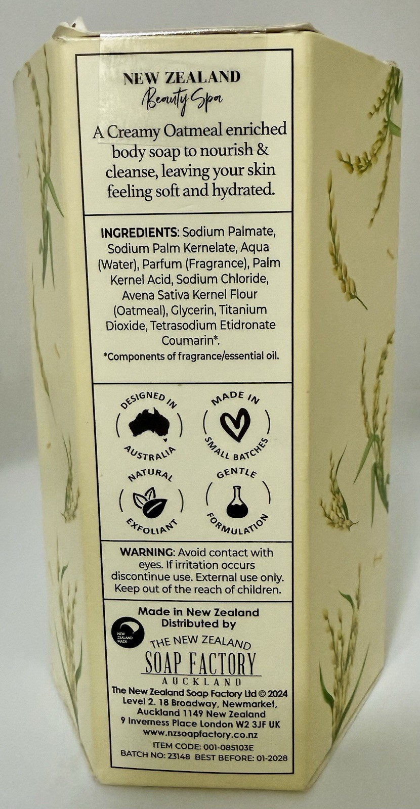 NEW ZEALAND BEAUTY SPA EXFOLIATING CREAMY OATMEAL MOISTURIZING SOAP 5 BARS 15OZ