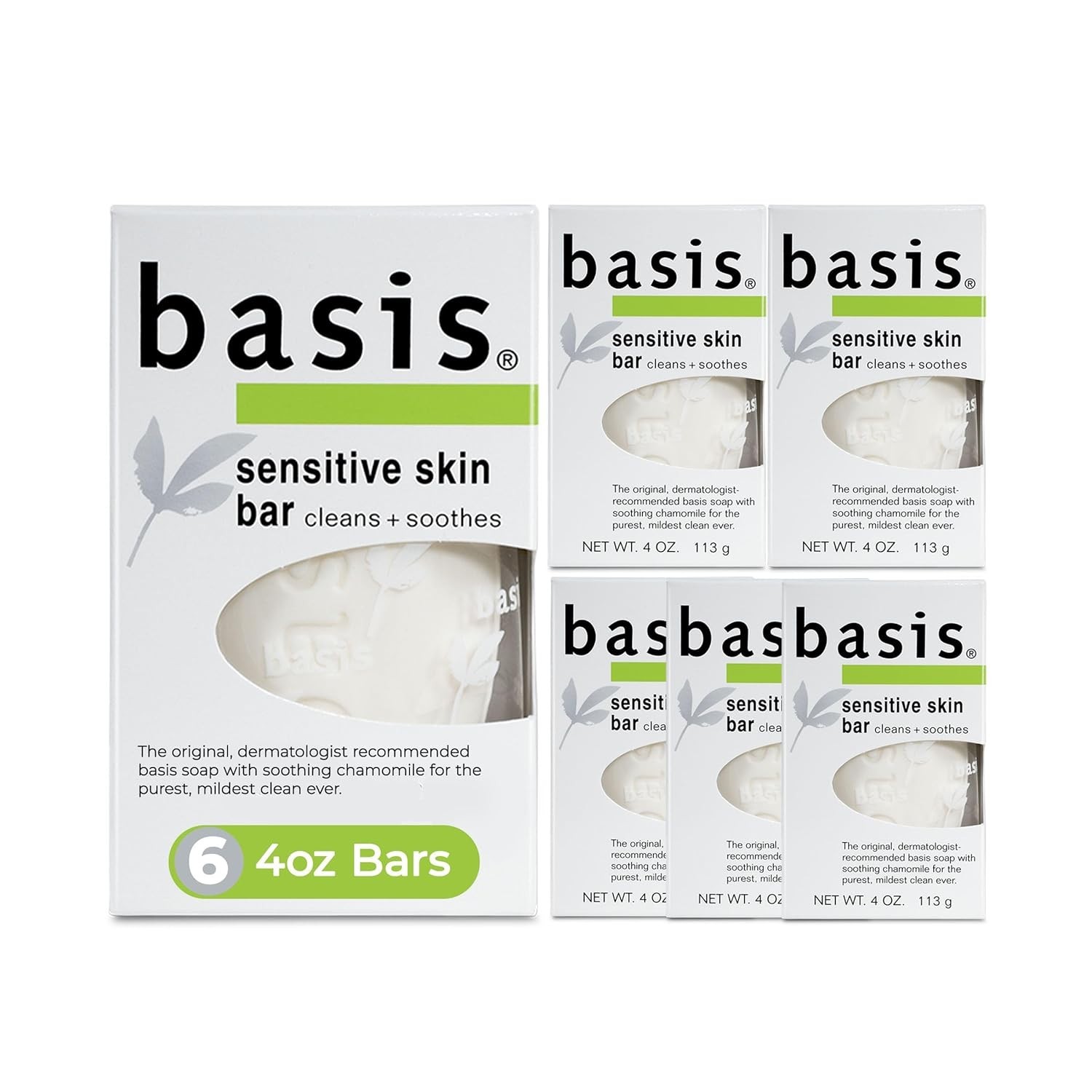 Fragrance-Free Sensitive Skin Bar Soap, 4 Oz, 6 Bars – Gentle Clean & Hydration