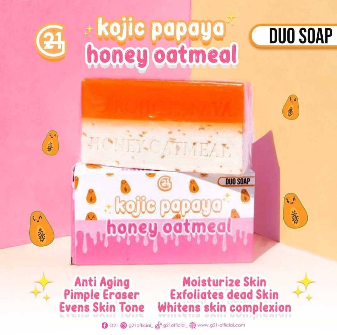 G21 Kojic Papaya + Honey Oatmeal Duo Soap
