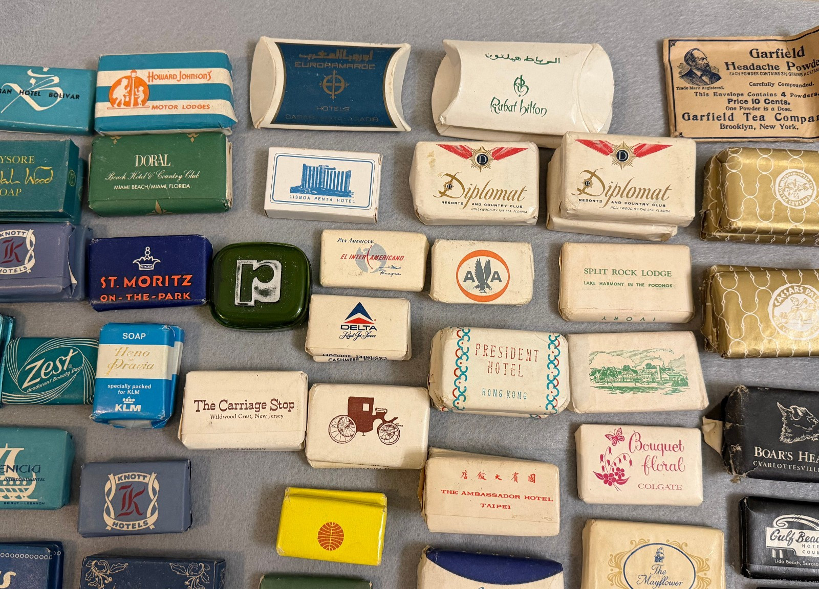Large Vintage Lot 150+ Hotel Motel Airline Mini Bar Bath Soaps Around World Wide