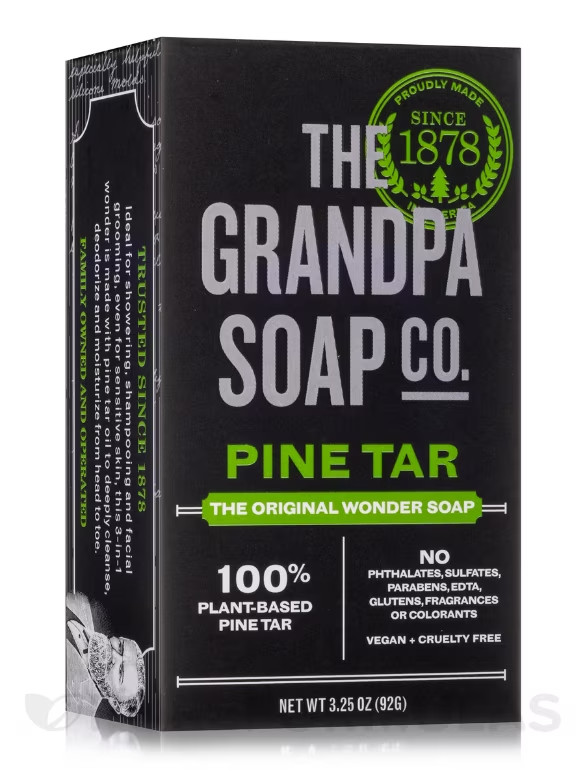 The Grandpa Soap Company Pine Tar Bar Soap for Men- Made with Pine Tar Oil, 3 in