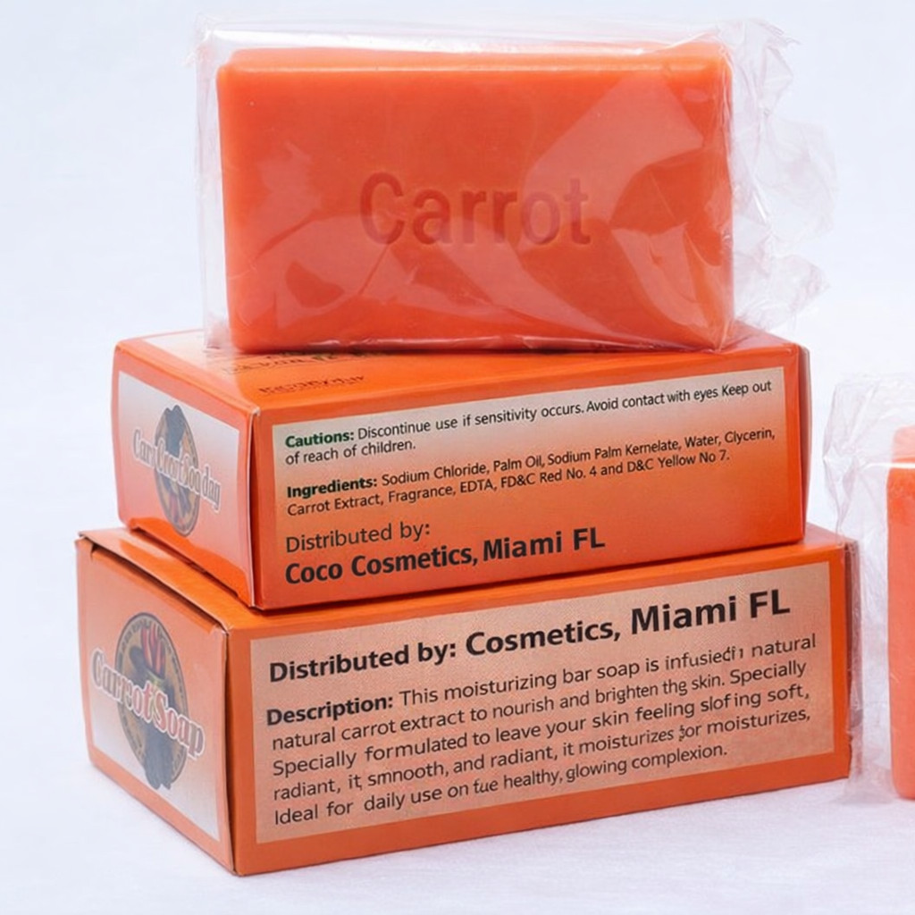 3-Pack CARROT COMPLEXION SOAP BEAUTY BAR WITH CARROT 200g, 125g, free Shipping