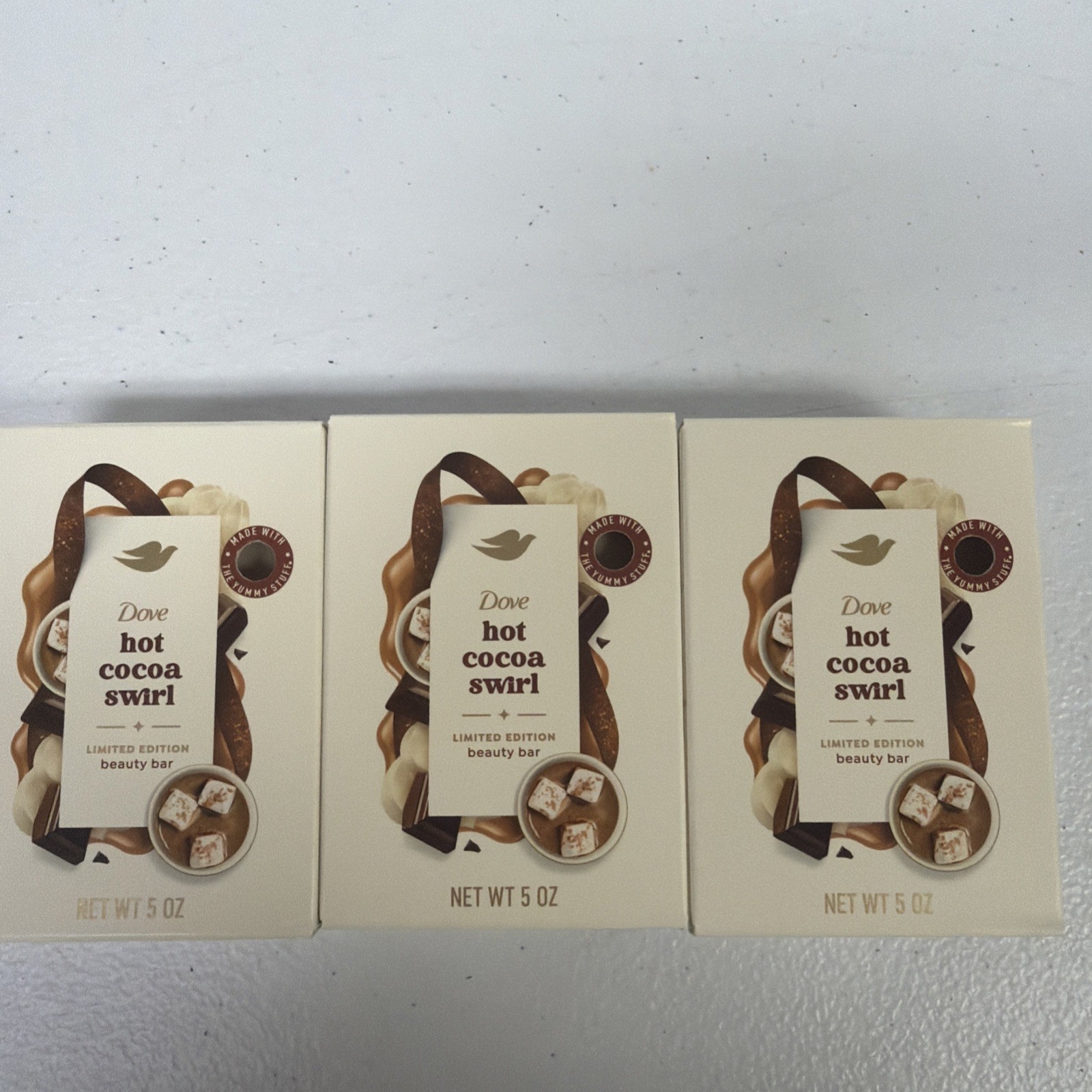 3x Dove Limited Edition Holiday Treats HOT COCOA SWIRL Beauty Bar 5oz Soap