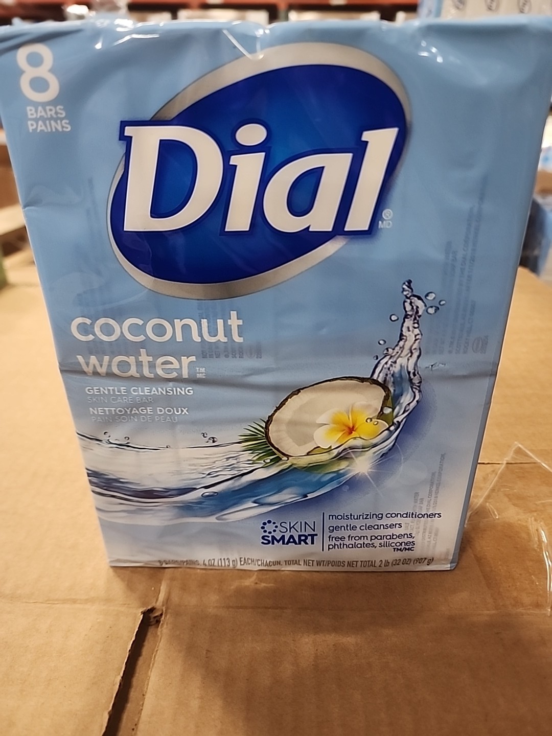 Dial Coconut Water Bar Soap Skin Gentle Cleansing 4 Ounce, 8 Bar Pack LOT