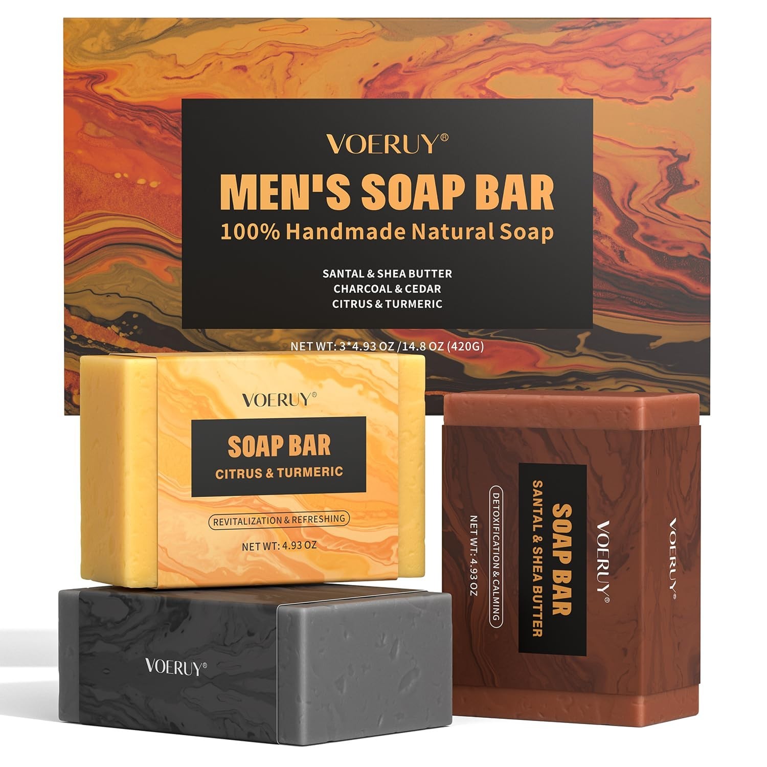 Mens Bar Soap, Natural Handmade Mens Soaps for Face, Body, Hands & Shave, Dee…