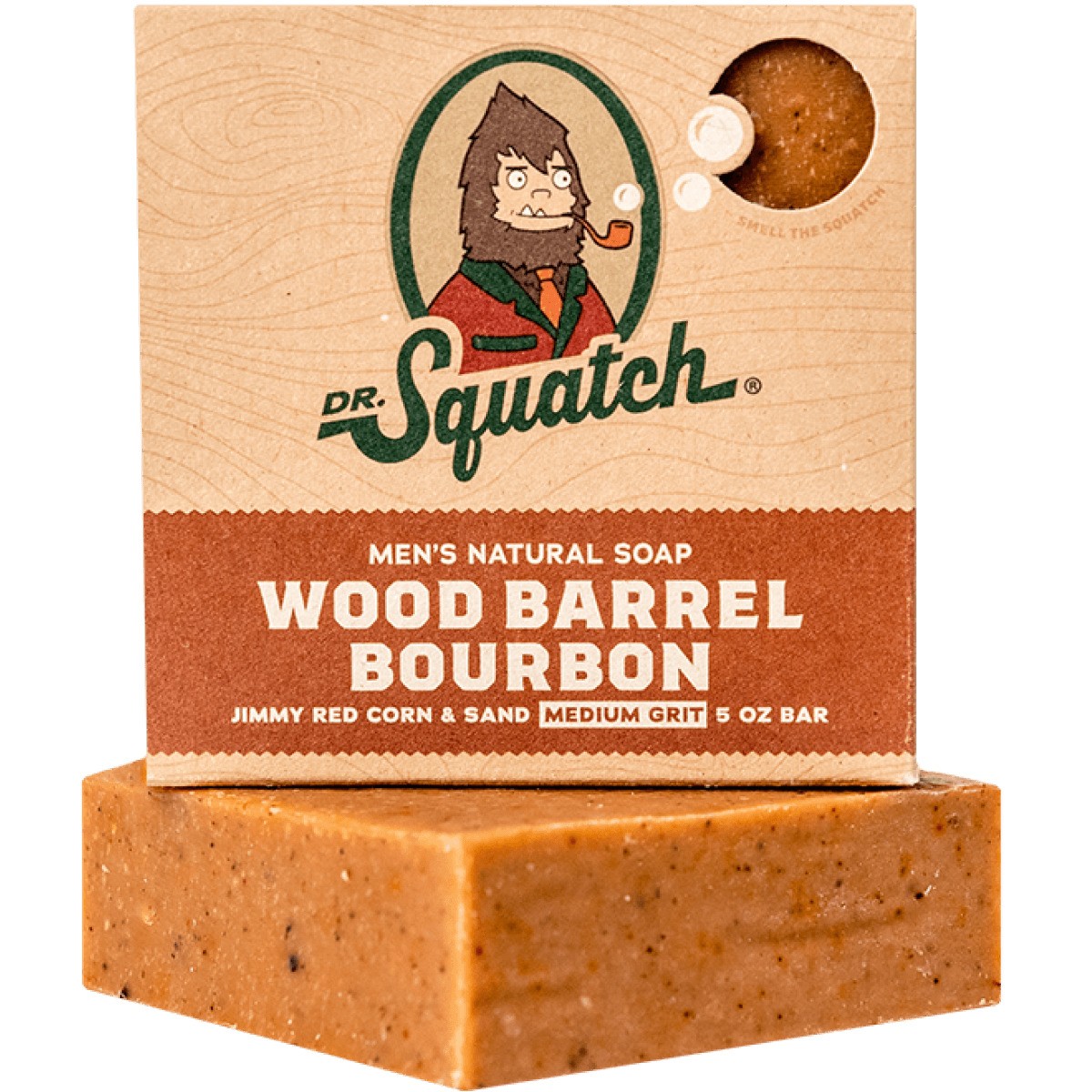 Dr. Squatch Bar Soap Wood Barrel Bourbon 5oz Jimmy Red Corn & Sand Medium Grit