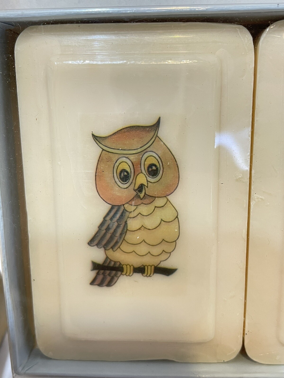 Vintage Kathrine Gray Owl Printed Hard French Milled Soap with Cold Cream