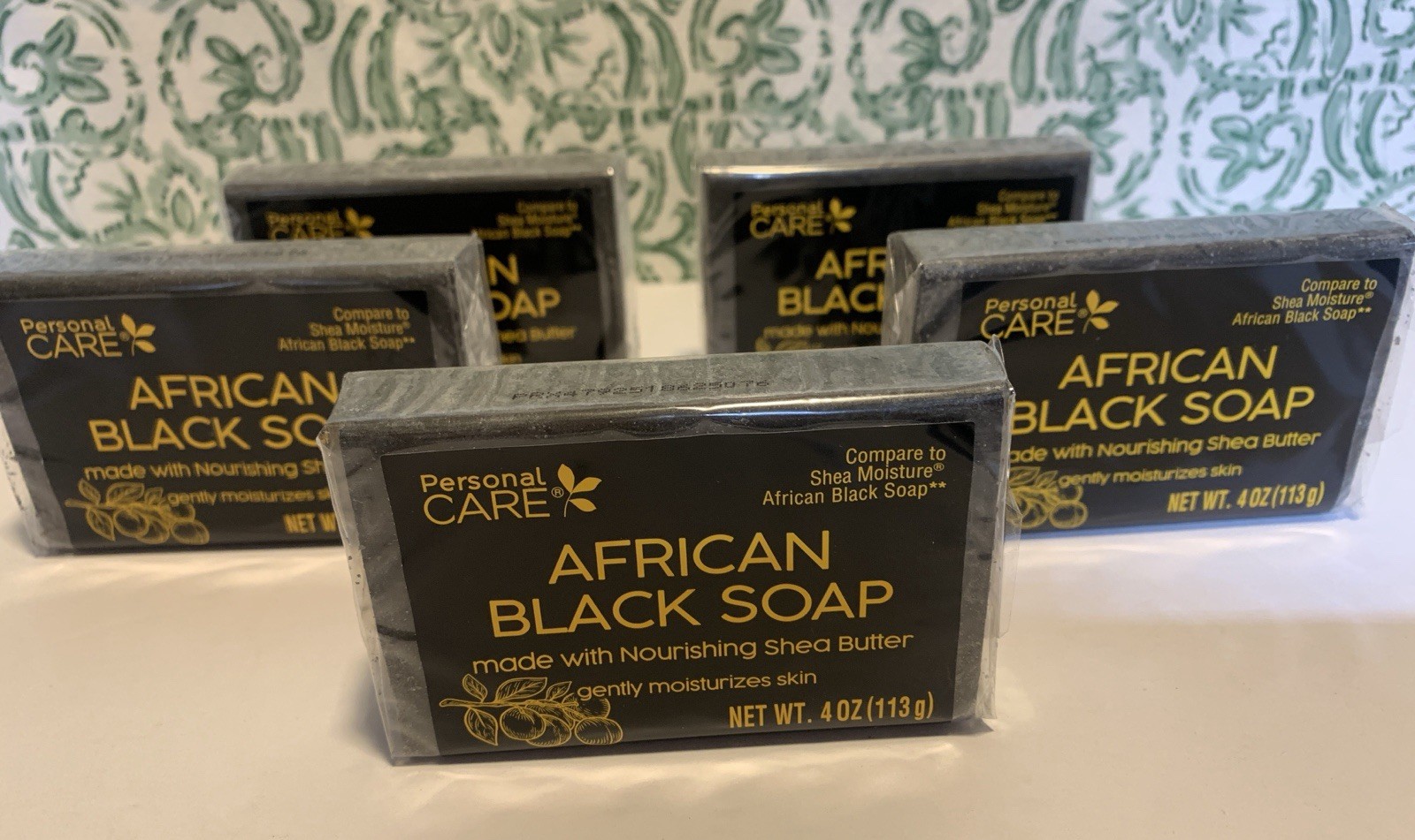 Personal Care African Black Soap with Shea Butter, Pack of 5, 4oz (113g)