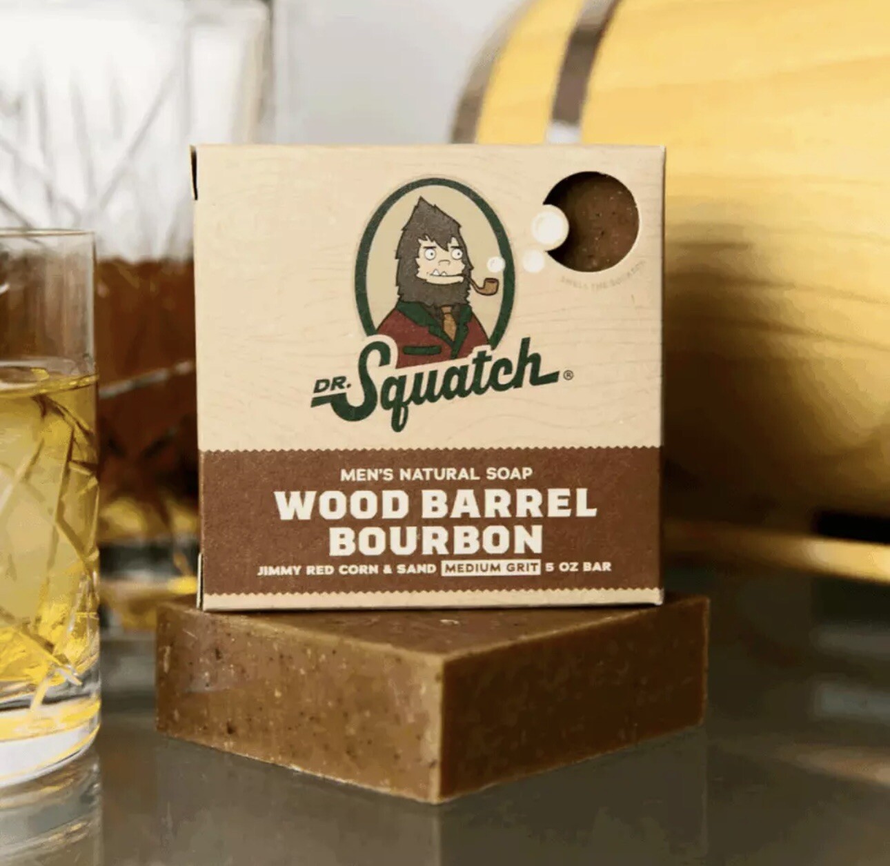 Dr. Squatch Bar Soap for Men Wood Barrel Bourbon 5 Ounce