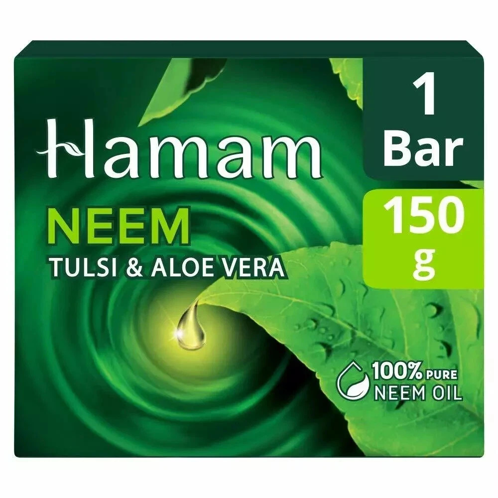 4 x Hamam Soap Bar, Neem Tulsi and Aloe Vera, 150 g