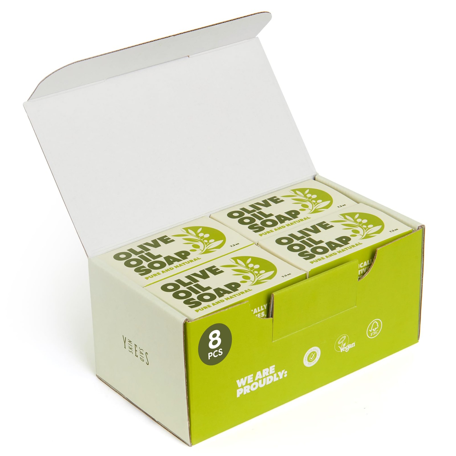 Skin Said Yes Olive Oil Bar Soap 8 Pack | Made 7.2 Ounce (Pack of 8), Green