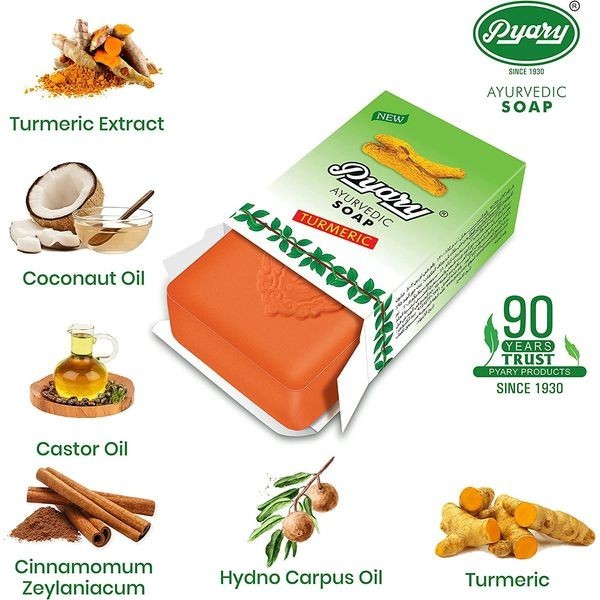 PYARY Ayurvedic All Natural Soap with TURMERIC 1% For ACNE & DISCOLORATION
