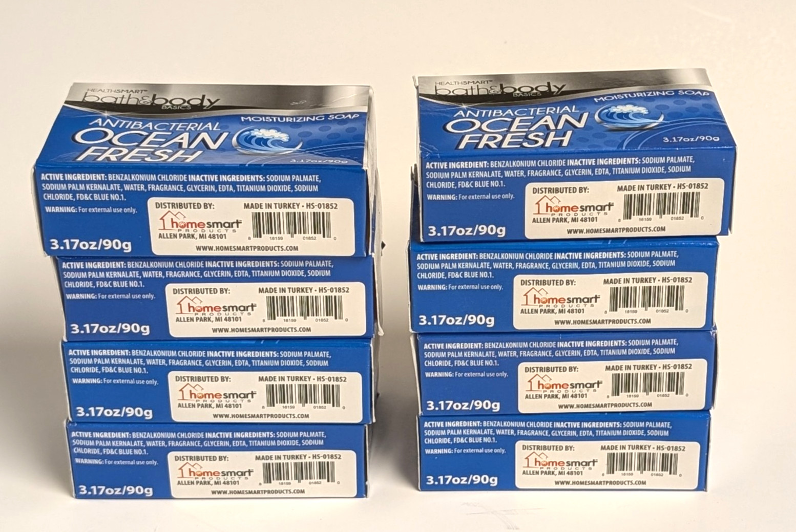 HealthSmart 8 Bar Soaps Moisturizing Antibacterial OCEAN FRESH 3.17oz Turkey