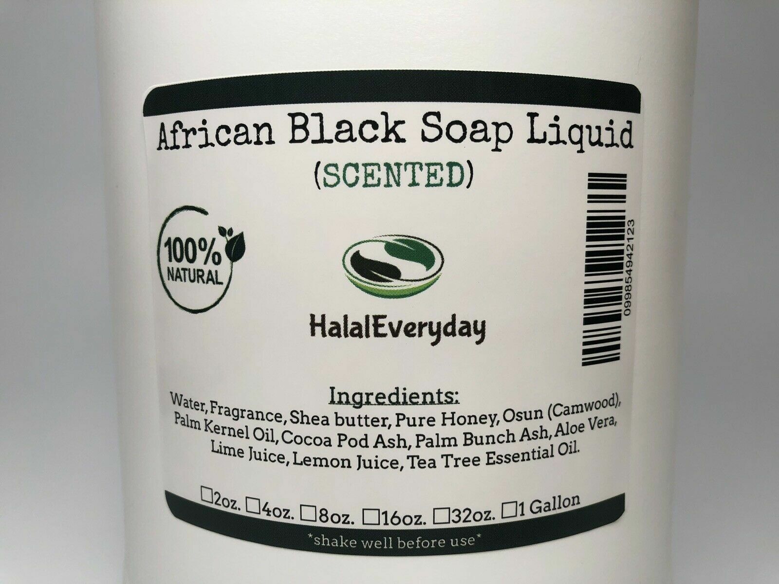 Liquid Raw African Black Soap SCENTED 100% Pure Natural Bath Body Wash 1 GALLON