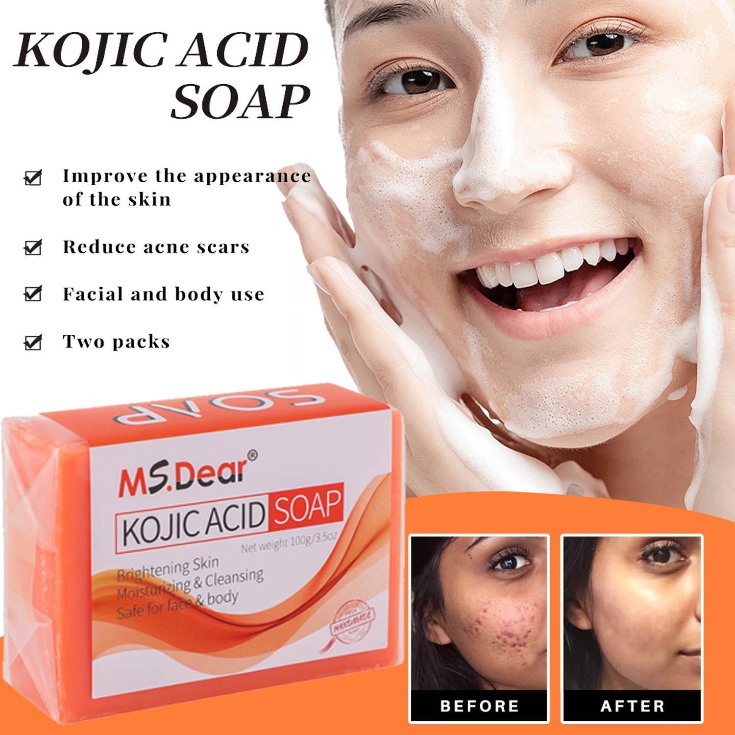 Kojic Acid Soap Dark Skin Whitening Bleaching Lightening Brightening Face & Body
