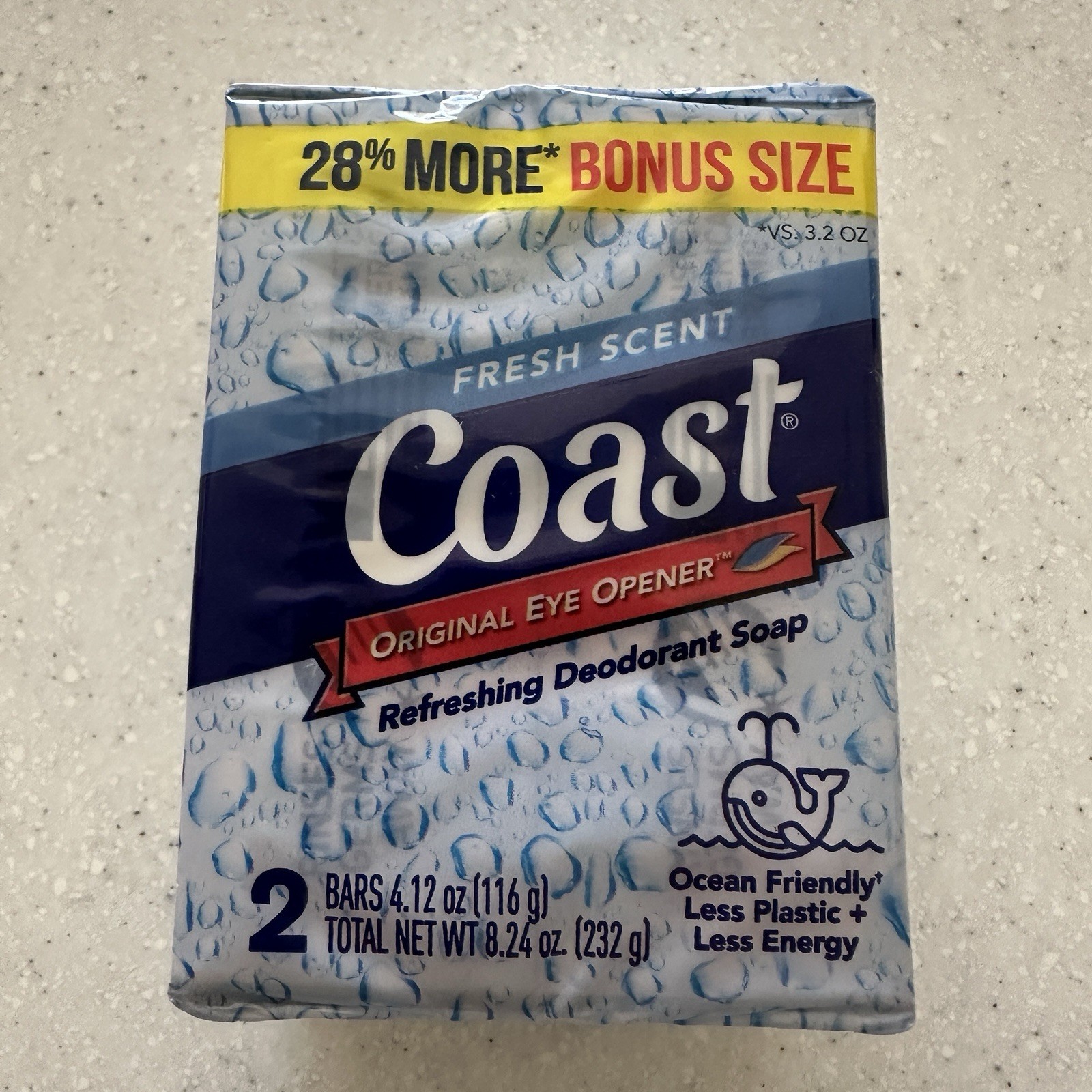 Coast Deodorant Soap Bar Fresh Scent Pack of 2 Original Eye Opener 4.12 oz Each