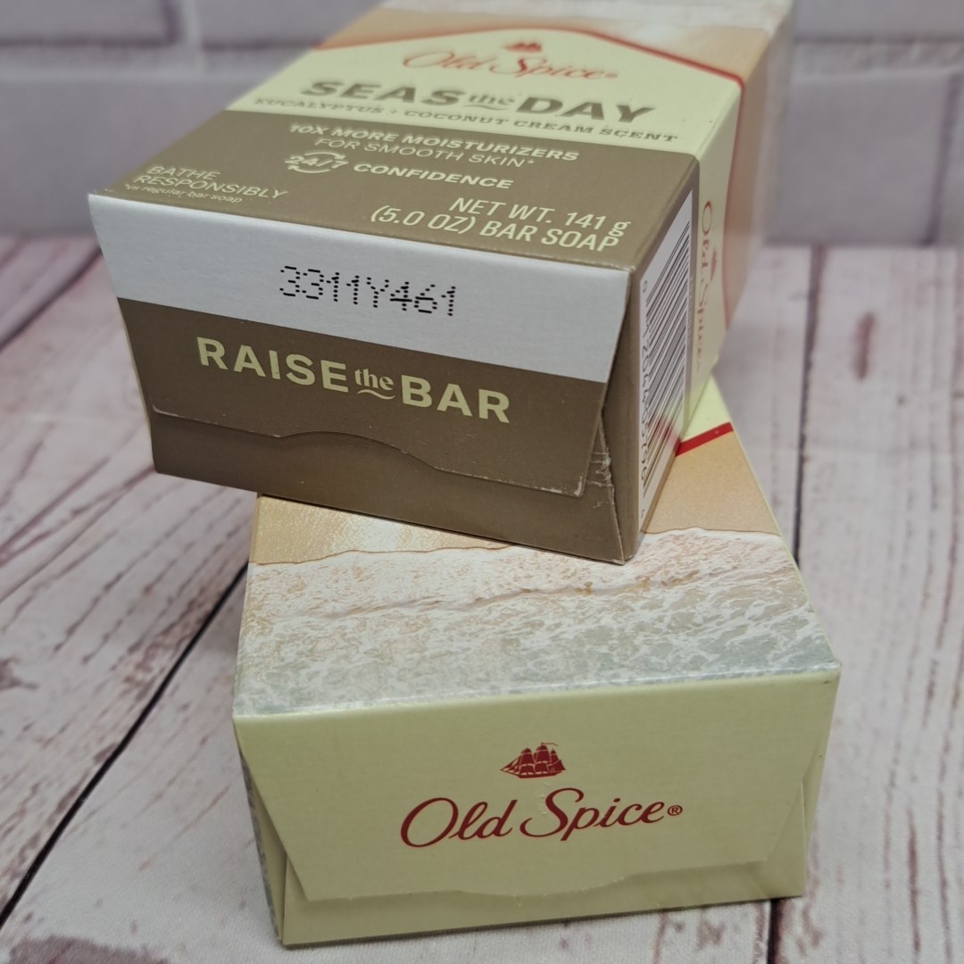2 Old Spice Seas The Day, Eucalyptus Coconut Bar Soap 5oz Each Discontinued