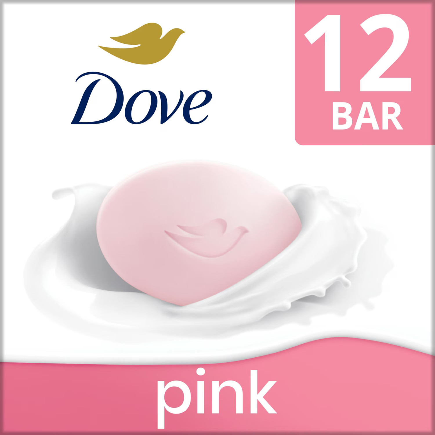 Dove Pink Beauty Bar Soap Moisturizing All Skin 3.75 oz 12 Bars, 2 Pack