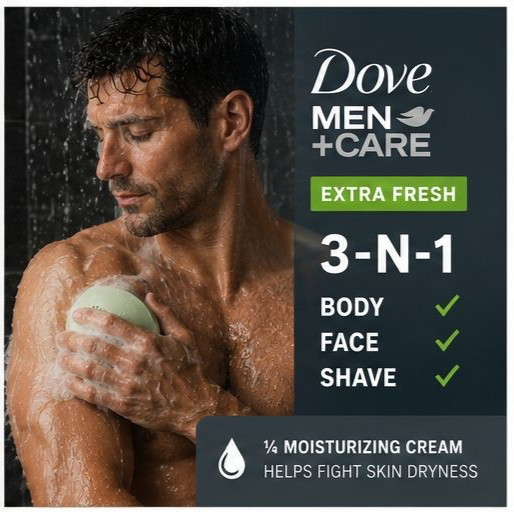 Dove Men+Care Extra Fresh Bar Soap 3-in-1 14 Bars 3.75 oz Body Face Shave