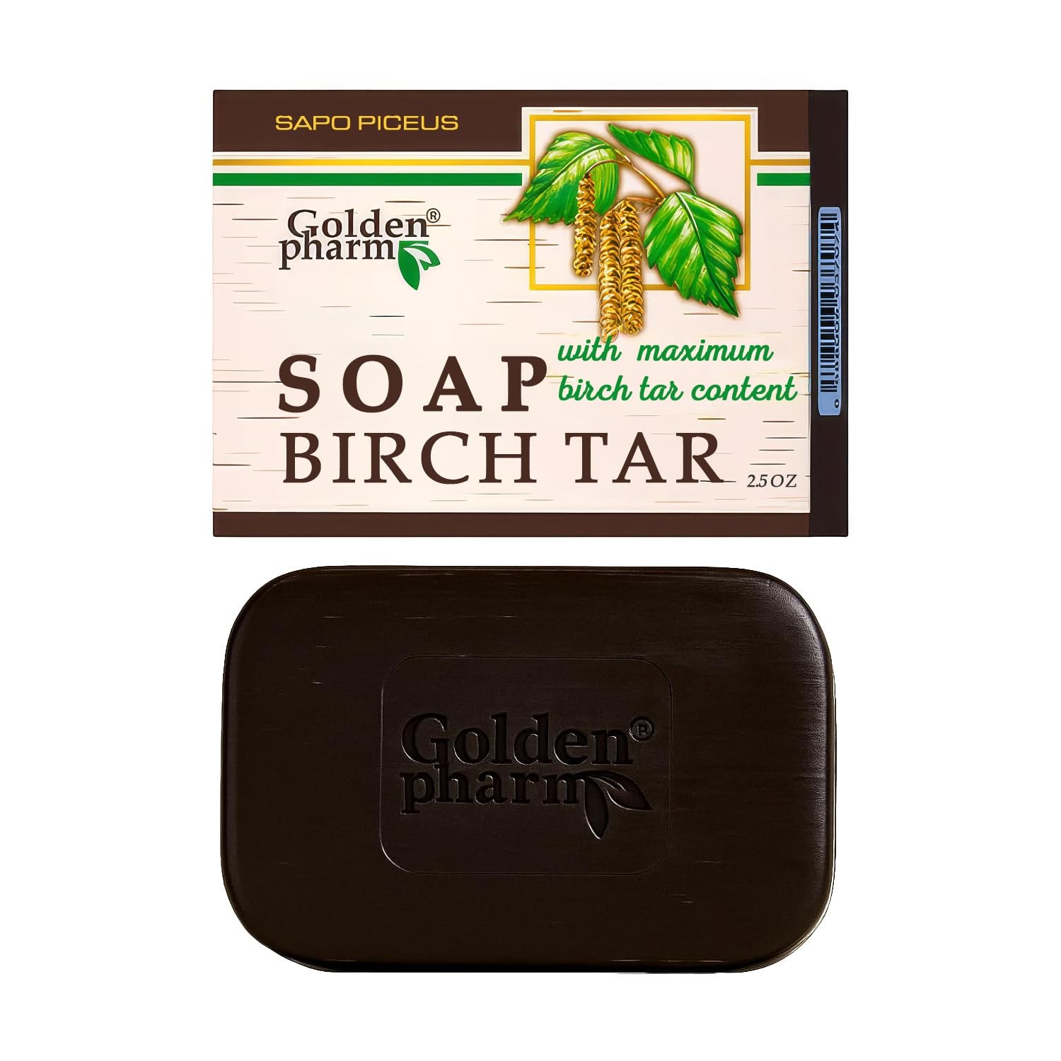 Birch Tar Soap Bar, Face & Body, Cleansing Bar with Glycerin & Kaolin 70g
